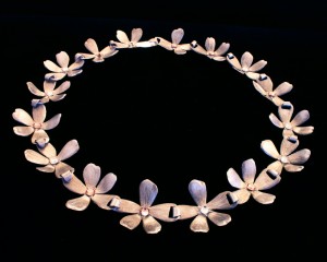 Full Collar of Hand Carved Recycled Cherry Blossoms